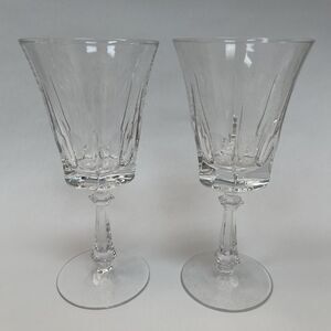Gorham Crystal French Cathedral Clear Wine Glass Glasses Highball high Lot of 2